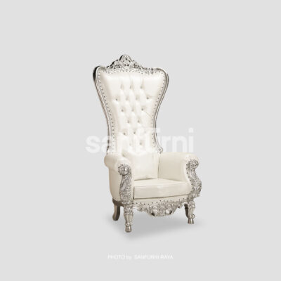 Throne Chair “C” with White Vinyl Upholstery